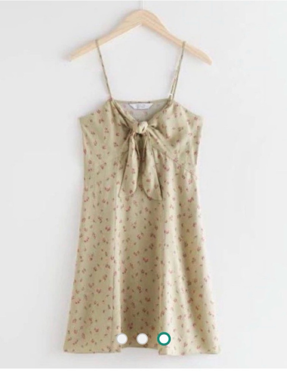& Other Stories Front Tie Mini Dress with rose detail